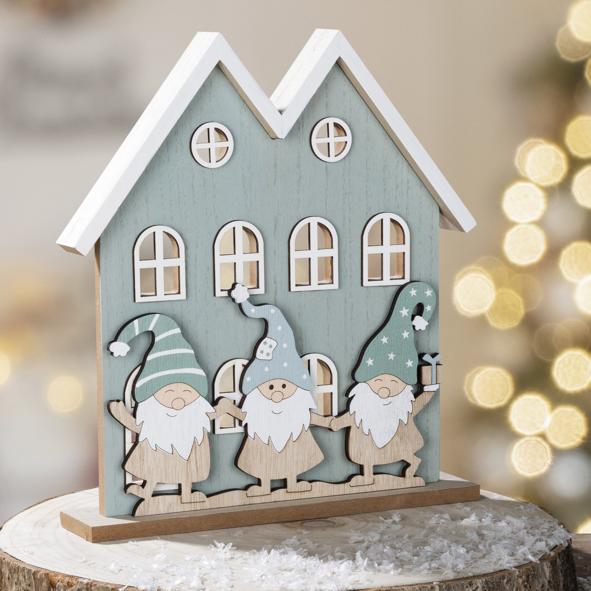 Holzdekoration Häuser & Wichtel