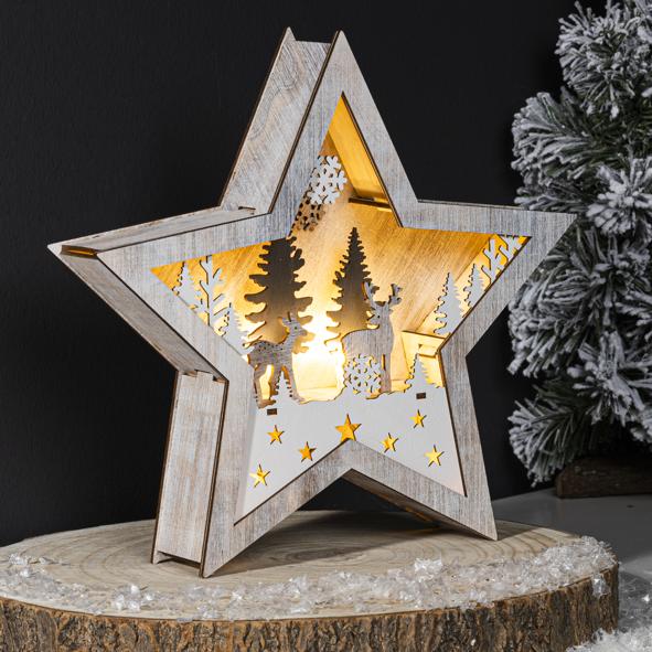 Holzstern 25,5 x 5 x 25,5 cm