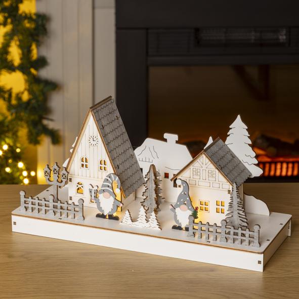 LED Weihnachtsstadt aus Holz