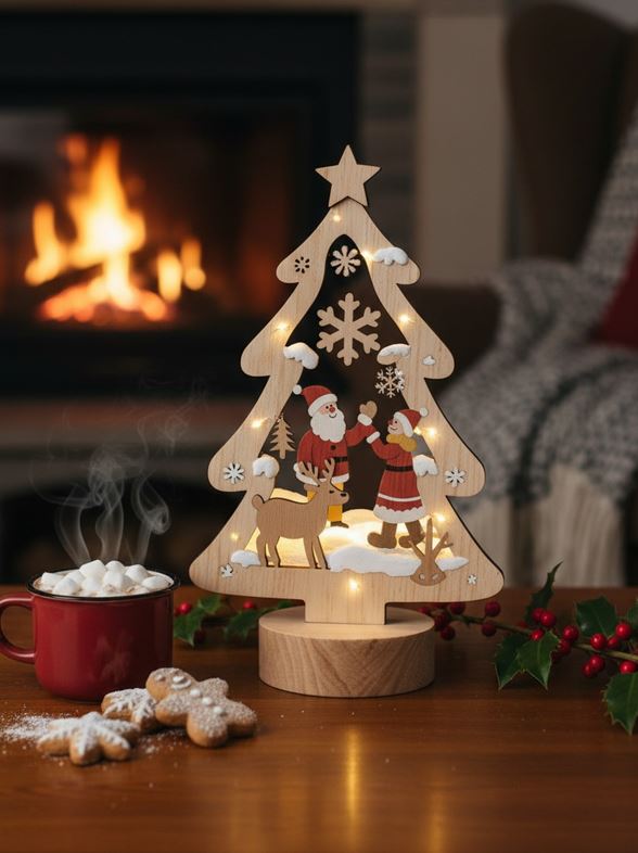 LED Holzdekoration Weihnachtsbaum