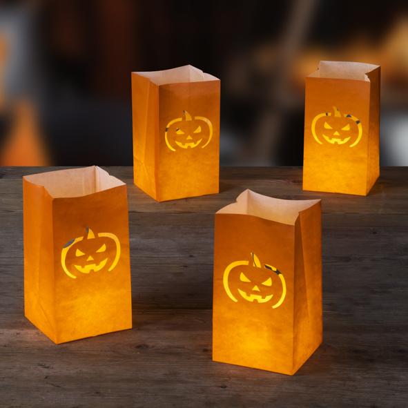 4er Set Tütenwindlicht Halloweenmotive