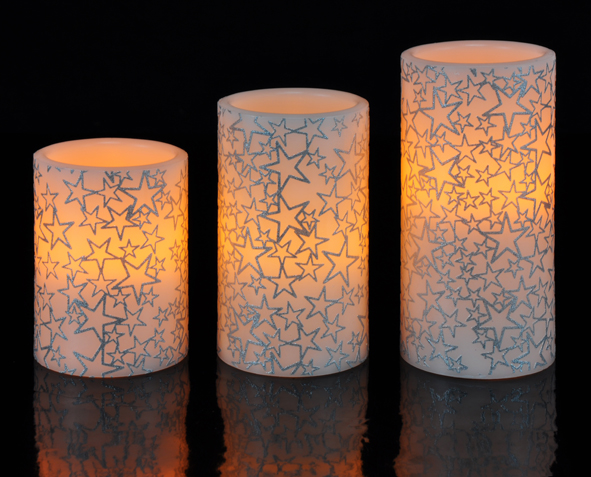 LED Echtwachskerzen 3er Set