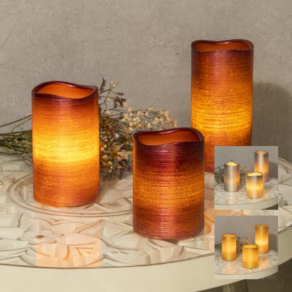 LED Kerzen-Set 3-tlg. mit Timer Funktion