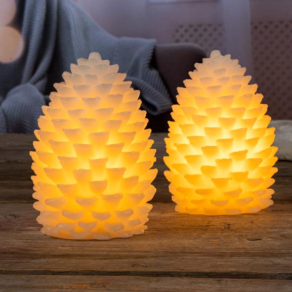 LED Kerze 2er set "Tannenzapfen"