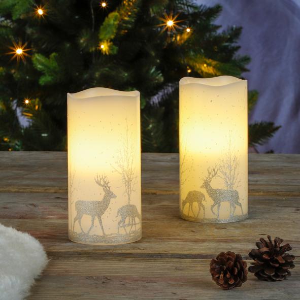 2er Set LED Wachskerze mit Druck