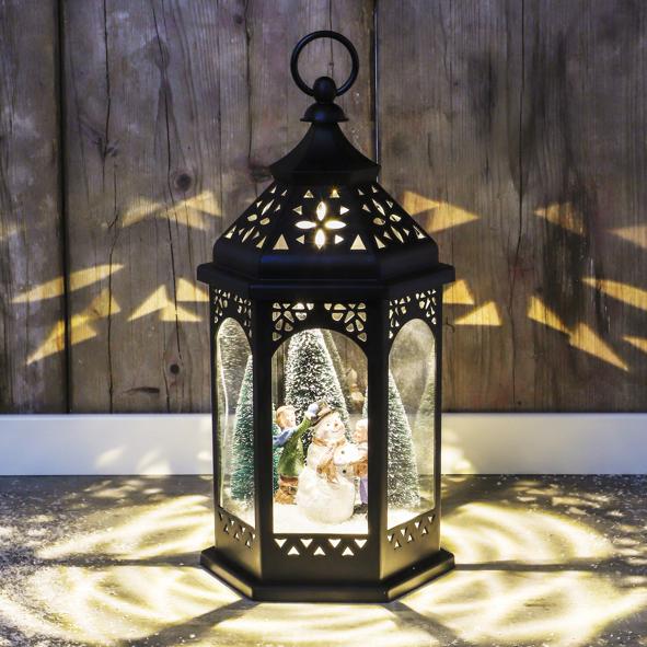 LED Laterne mit Weihnachtsfiguren