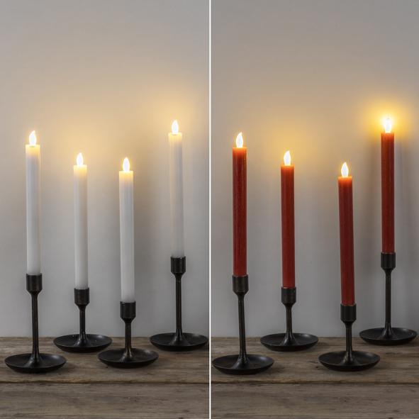 Stabkerzen 4er Set mit LED Flamme
