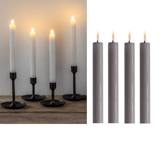 Stabkerzen 4er Set mit LED Flamme