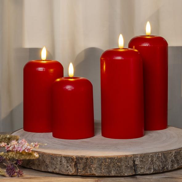 4er Set Echtwachskerzen mit warm weißer LED