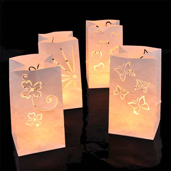 Tütenwindlicht  Sommermotive 4-er Pack