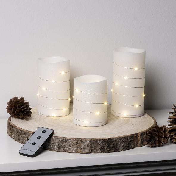 3er Set LED Wachskerzen