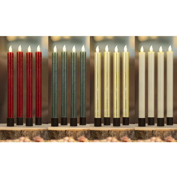 Stabkerzen 4er Set mit LED Flamme
