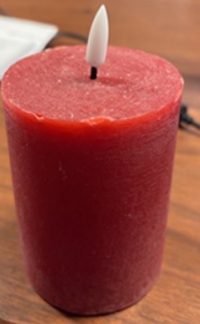 LED Echtwachskerze, rot, ca. 10 cm