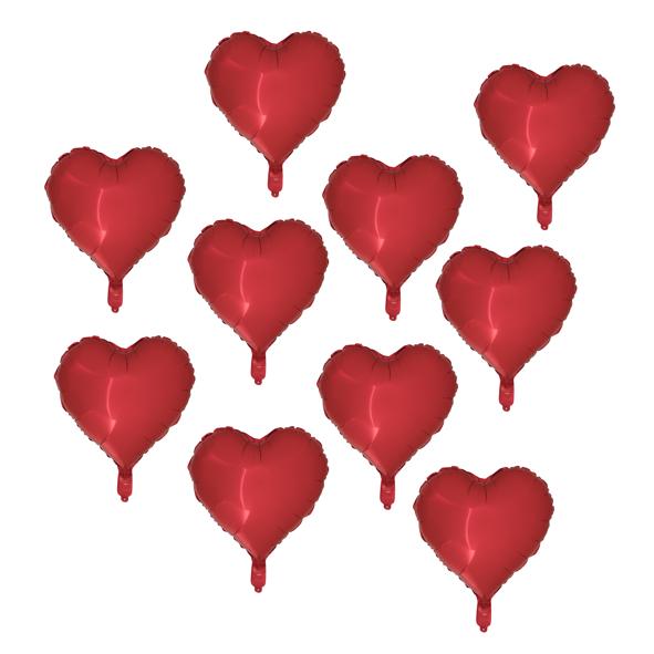 10x Herzen Folienballons Rot