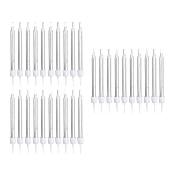 30er Pack Geburtstagskerzen Silber