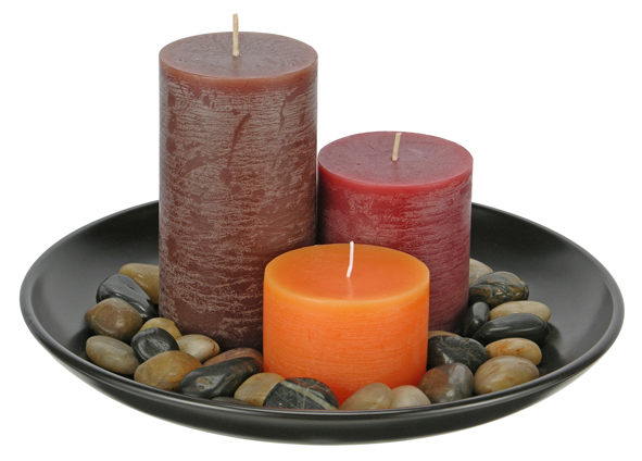 Kerzenteller incl. 3 Kerzen und