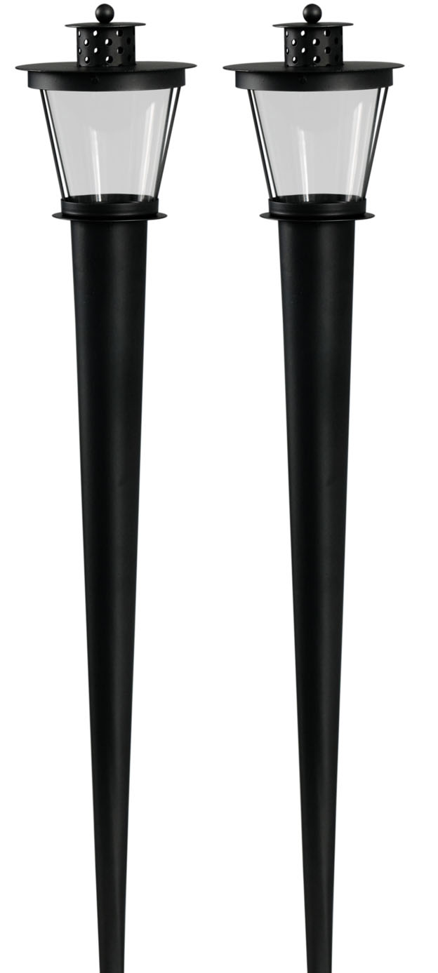 Metall-Fackel mit Glaseinsatz 2er