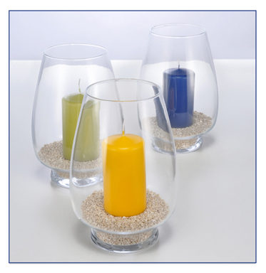 Windlicht mit Kerze, farbig sortiert