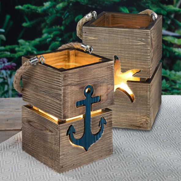 Maritimes Holz-Windlicht