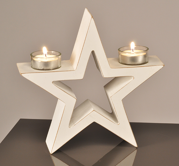 Holzstern für 2 Teelichte