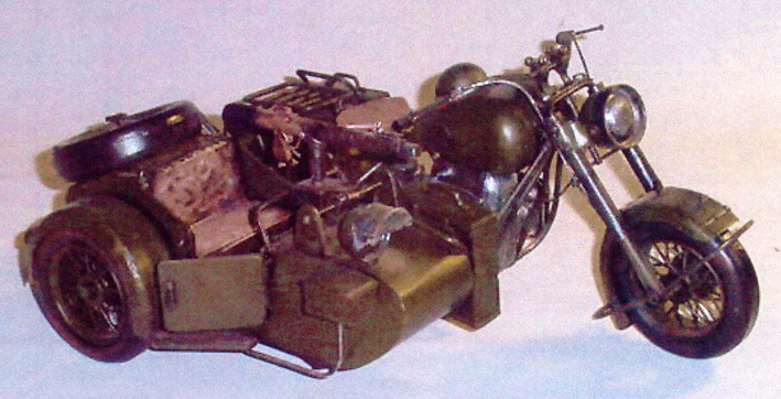 Antik-Modell "Motorrad mit Beiwagen"