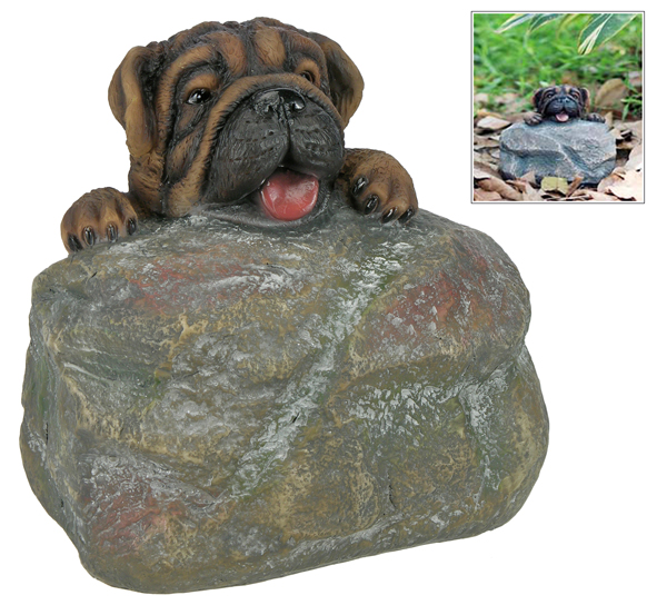 Gartendeko Hund auf Stein