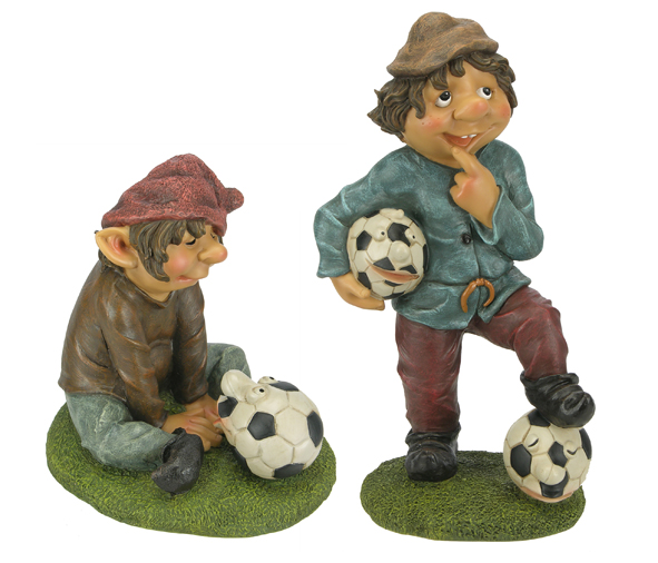 Gartendeko Fussballzwerge sort.