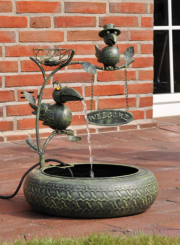 Metall Brunnen WELCOME