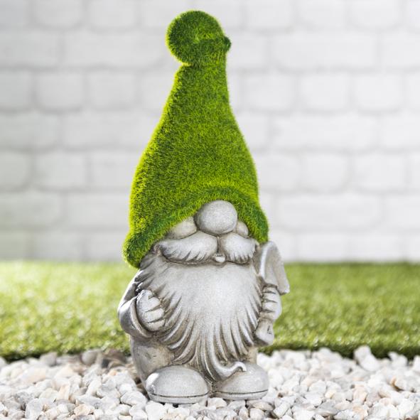 Dekofigur Zwerg mit Schaufel mit Moosoptik
