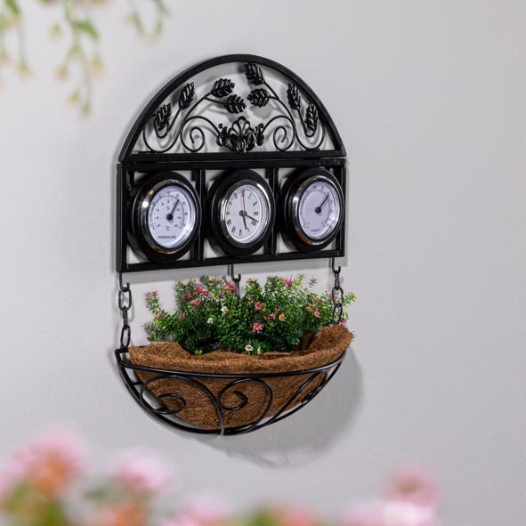 Wetterstation mit Blumenschale