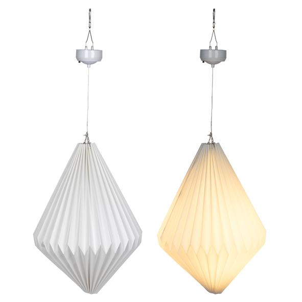 LED Solar Laterne Plissee Tropfen –  30x43cm creme-weiss