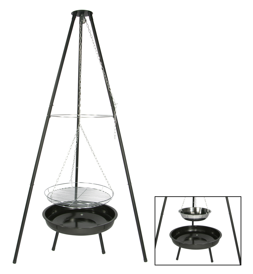 Dreibein Schwenkgrill mit Edelstahltopf