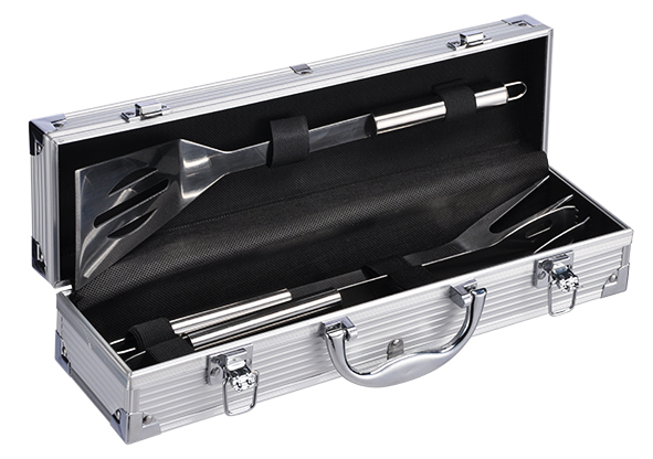 Grillbesteck 4-tlg. aus Edelstahl,