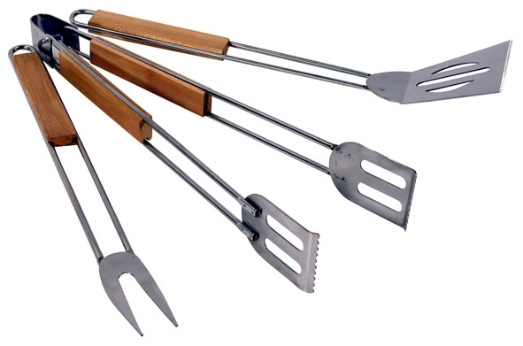 Grillbesteck 3er Set aus Metall