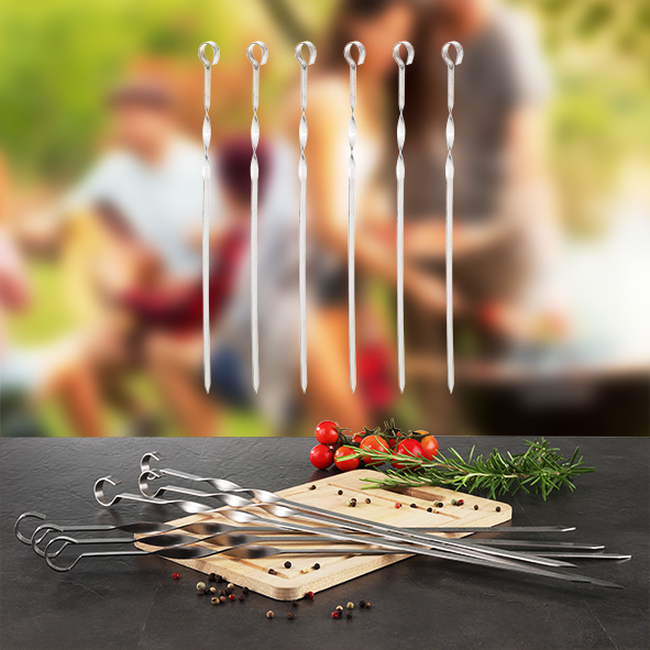 Edelstahl Grillspieße Set 6tlg. - Schaschlikspieße
