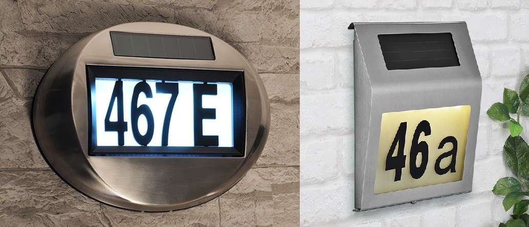 Solar Hausnummer mit LED Beleuchtung