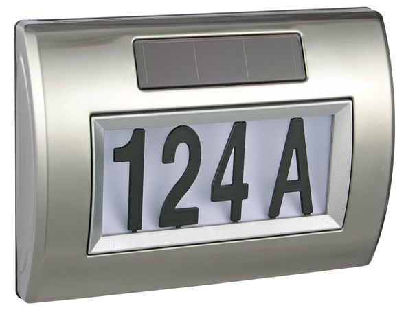 Solar-Hausnummer mit LED-Beleuchtung