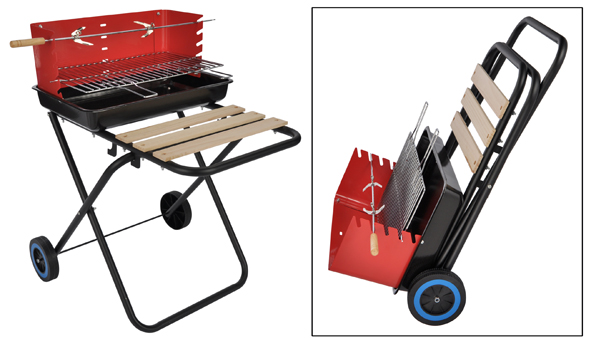 Grill mit Holzablage zusammenklappbar