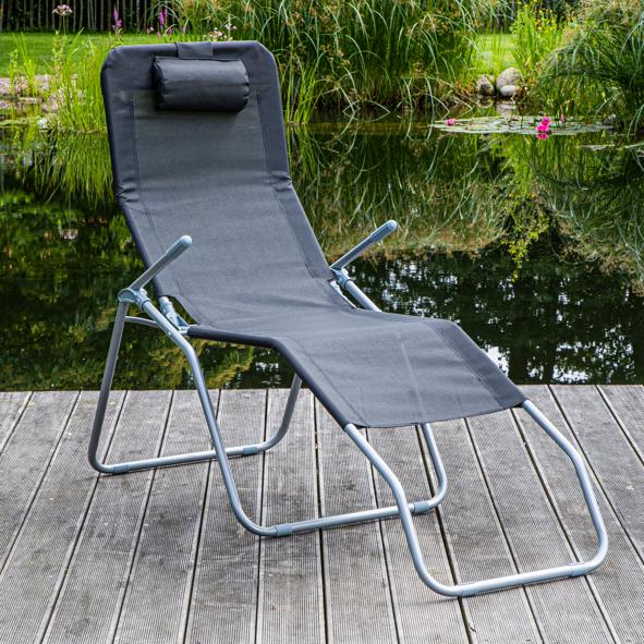 Saunaliege mit Textilbezug XXL, schwarz