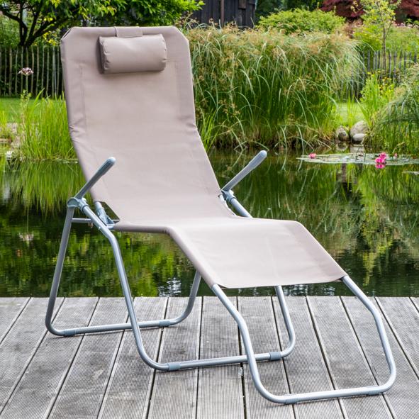 Saunaliege mit Textilbezug XXL, taupe