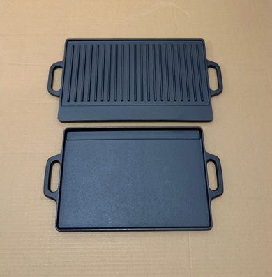 Grillplatte Gusseisen 23x50,5cm  – mit zwei Griffen