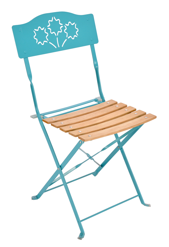Bistrostuhl aus Stahl, klappbar,türkis