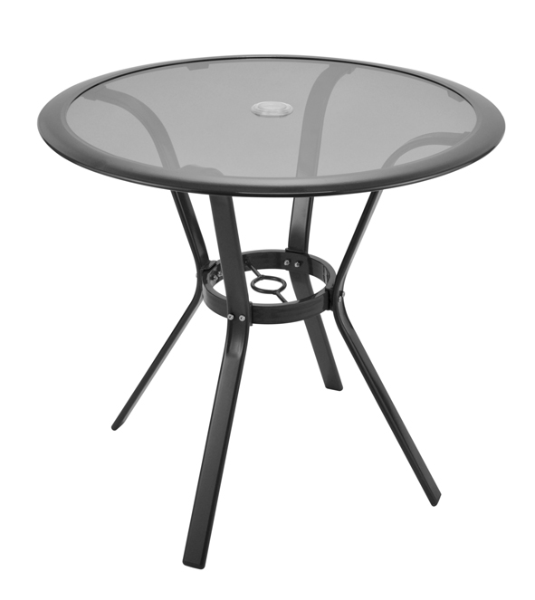 Gartentisch aus Glas und Metall