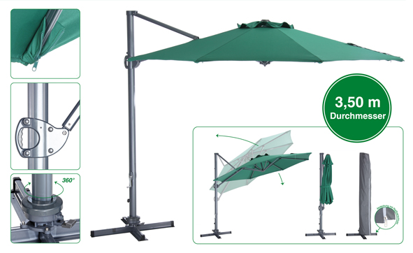 Alu-Ampelschirm Deluxe - Grün