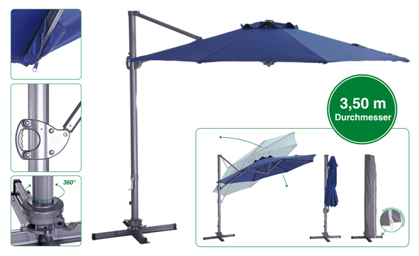 Alu-Ampelschirm Deluxe - Blau