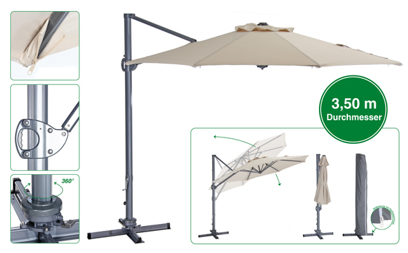 Alu-Ampelschirm Deluxe - Beige