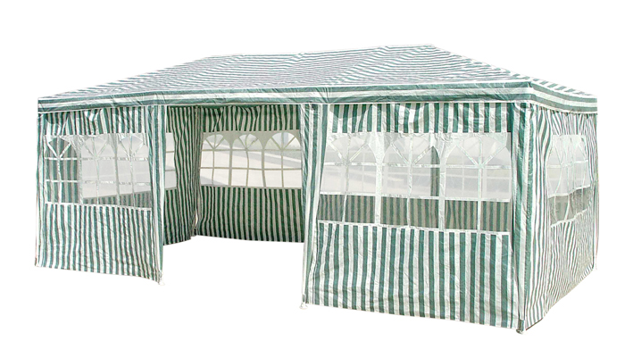 Pavillon 3x6m, grün-weiss gestreift