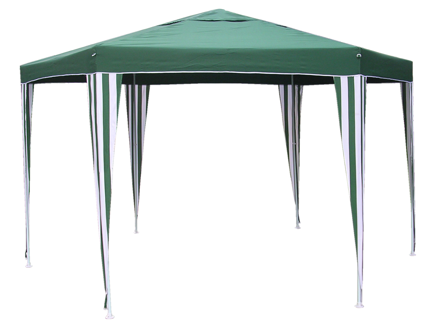 Pavillon, 6-eckig, grün-weiss