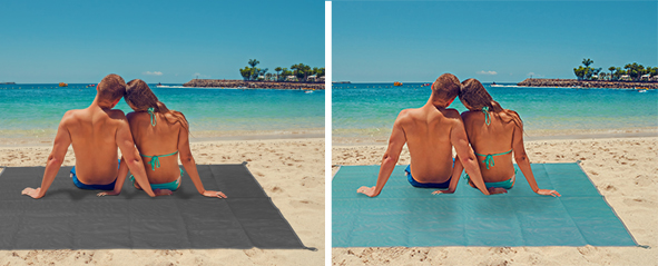 Strandmatte "sandfrei" in grau und blau