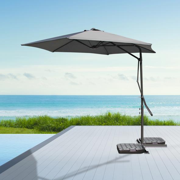 Ampelschirm mit 6 Rippen, steingrau